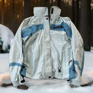 🔥SPYDER Boy's Winter Ski Jacket, Sz Youth 18, Hood, Full-zip, Blue (see Desc.)